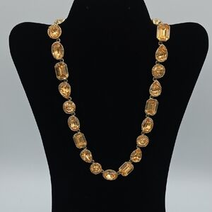 J. Crew Gold Necklace with Amber Stones